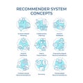 Recommender system soft blue concept icons
