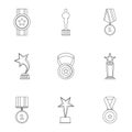 Recompense icons set, outline style