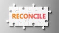 Reconcile complex like a puzzle - pictured as word Reconcile on a puzzle pieces to show that Reconcile can be difficult and needs