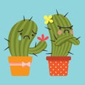 Reconcile and loving couple of cactus