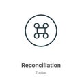 Reconciliation outline vector icon. Thin line black reconciliation icon, flat vector simple element illustration from editable