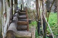 Reconstructed ancient wooden fortification in the outdoor archeological museum of Celtic culture Royalty Free Stock Photo