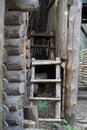 Reconstructed ancient wooden fortification in the outdoor archeological museum of Celtic culture Royalty Free Stock Photo