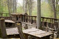 Reconstructed ancient wooden fortification in the outdoor archeological museum of Celtic culture Royalty Free Stock Photo