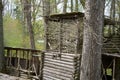 Reconstructed ancient wooden fortification in the outdoor archeological museum of Celtic culture Royalty Free Stock Photo