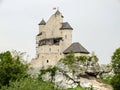 Reconstructed Bobolice castle on trail of Eagles` nests. Royalty Free Stock Photo