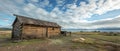 Reconstructed Historic Log Cabins at Bulnes Fort in Punta Arenas Chile. Concept Chilean History,