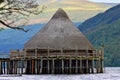 Reconstructed Iron Age Crannog in Scottish Highlands Royalty Free Stock Photo