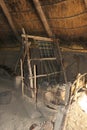 A reconstructed iron age loom in a round house located at Castell Henllys Iron Age Hill Fort