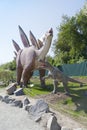 Reconstructed life-size animated models of a dinosaur. The new one largest park of dinosaurs in Ukraine