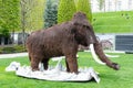 Reconstructed models of a mammoth. The park of dinosaurs in Palas Public Garden in Iasi near Palatul culturii or The Palace of Royalty Free Stock Photo