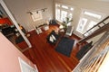 Reconstructed modern living room. Panoramic view