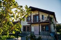 Reconstructed old Alpine-style house in Mtskheta, Georgia. Royalty Free Stock Photo