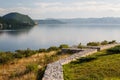 Reconstructed Roman camp near Bay of bones on Ohrid lake Royalty Free Stock Photo