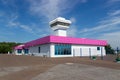 Reconstructed terminal of Krasnoyarsk Cheremshanka Airport. in Siberia Royalty Free Stock Photo