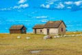 Reconstructed viking houses at oland island in Sweden