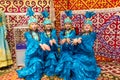 Reconstruction of the battle of Timur and Tokhtamysh in 1391. The participants of the festival. Girls in Kazakh national clothes i