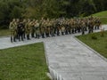 Reconstruction of battle of 1941 World war 2 between Nazi troops and cadets of the Podolsk military College.