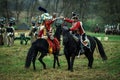 Reconstruction of the historic battle between the Russian and Napoleon's troops from the Russian city of Maloyaroslavets. Royalty Free Stock Photo