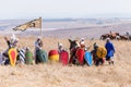 Reconstruction of Horns of Hattin battle in 1187. Saladin`s warriors are preparing to repel the attack of the Crusaders on the bat