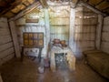 Reconstruction of the interior of the ancient dwelling, archaeological park `From nomadic to cities`, Divnogorye, Voronezh region