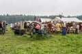 Reconstruction of life of ancient Slavs on the festival of historical clubs in Zhukovsky district of Kaluga region of Russia. Royalty Free Stock Photo