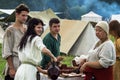 Reconstruction of life of ancient Slavs on the festival of historical clubs in Zhukovsky district of Kaluga region of Russia. Royalty Free Stock Photo