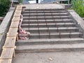 Reconstruction of an old concrete staircase Royalty Free Stock Photo