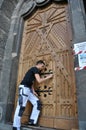 Reconstruction of the old doors of the church