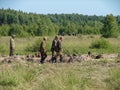 Reconstruction of one of the battles of World war 2 on the Eastern front in the Kaluga region in Russia.