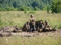 Reconstruction of one of the battles of World war 2 on the Eastern front in the Kaluga region in Russia.