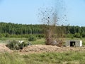 Reconstruction of one of the battles of World war 2 on the Eastern front in the Kaluga region in Russia.