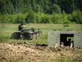 Reconstruction of one of the battles of World war 2 on the Eastern front in the Kaluga region in Russia.