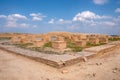 Reconstruction of Otrar city walls and columns. Otyrar Farab ancient town, homeland of Al-Farabi