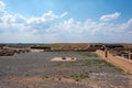 Reconstruction of Otrar city walls and columns. Otyrar Farab ancient town, homeland of Al-Farabi