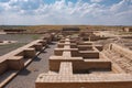 Reconstruction of Otrar city walls and columns. Otyrar Farab ancient town, homeland of Al-Farabi