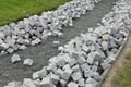 Reconstruction of a pack sidewalk with cobbles