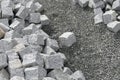 Reconstruction of a pack sidewalk with cobbles
