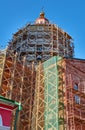 Reconstruction process of the orthodox cathedral using scaffolding