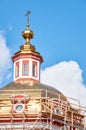 Reconstruction process of the orthodox cathedral using scaffolding