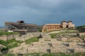 Reconstruction of Roman amphitheater in the Roman city of Viminacium in Kostolac, Serbia. Royalty Free Stock Photo