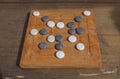 Reconstruction of roman board game Nine mens morris or mill game