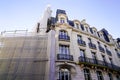 Reconstruction with scaffolding old haussmann building in Bordeaux city France Royalty Free Stock Photo