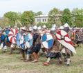 St. Petersburg, Russia - May 27, 2017: Historical reconstruction of the Viking battle in St. Petersburg, Russia