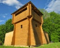 Reconstruction of a wooden fortification Royalty Free Stock Photo