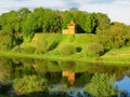 Reconstruction of a wooden fortification. Petrovsky Val Kopys, Belarus Royalty Free Stock Photo