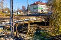 Reconstruction works of the 3 Maja street bridge over Budzisz creek in Sedziszow Malopolski town of Podkarpacie region in Poland