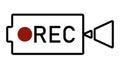 Record button icon. Video recording camera icon. Broadcasting concept. Isolated on white background