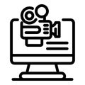 Record computer camera icon, outline style Royalty Free Stock Photo