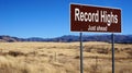 Record Highs brown road sign Royalty Free Stock Photo